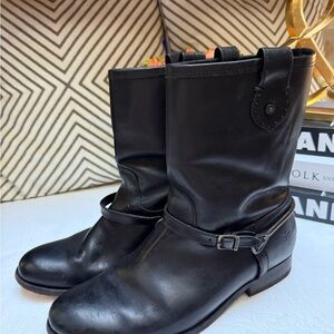Frye Black Leather Ankle Boots, Size 9B